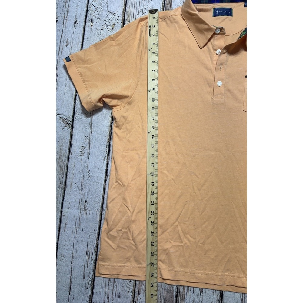 William Murray Golf Polo Shirt Men's L Orange Scotch Plaid Lined Stretch Logo - Picture 6 of 10